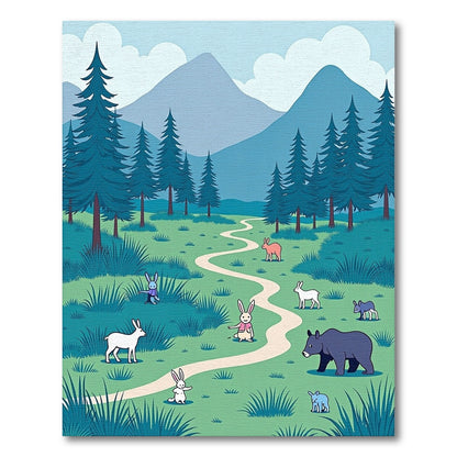 Woodland Animals Winding Path Wonder Rug