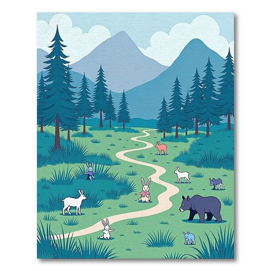 Woodland Animals Winding Path Wonder Rug
