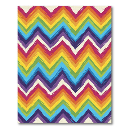Rainbow Chevron Brushstroke Zigzag Rug