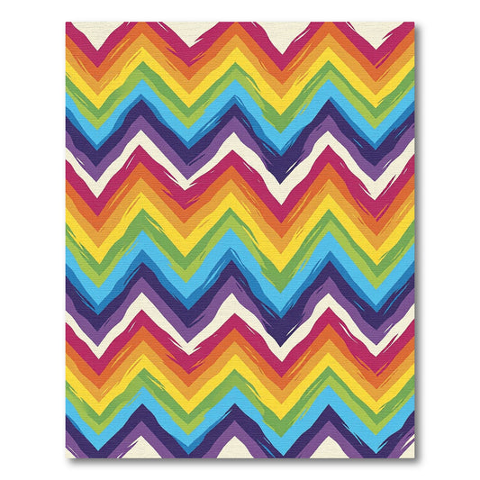 Rainbow Chevron Brushstroke Zigzag Rug