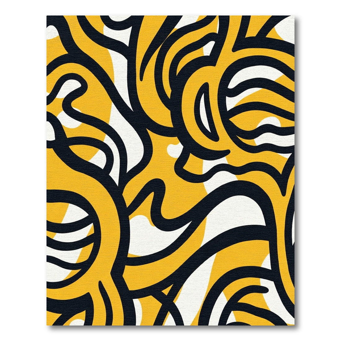 Golden Black Abstract Swirl Rug