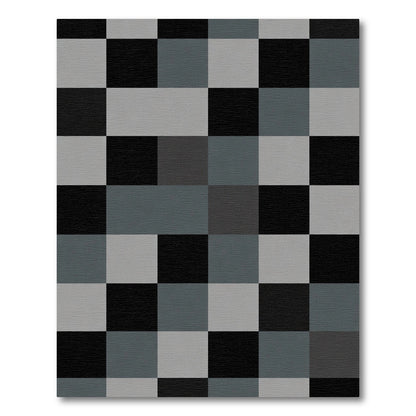 Monochrome Squares Contemporary Tiling Rug