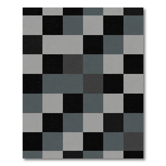 Monochrome Squares Contemporary Tiling Rug