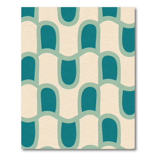 Modern Teal Arc Geometric Rug