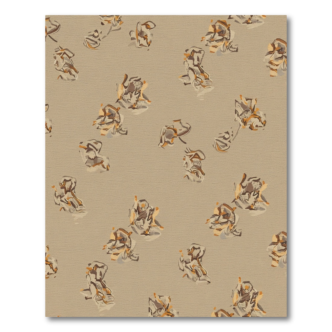 Tan Abstract Scattered Forms Rug