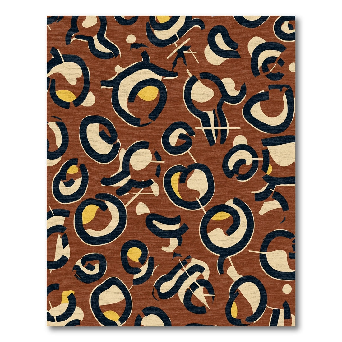 Abstract Brown Cream Navy Spots Rug