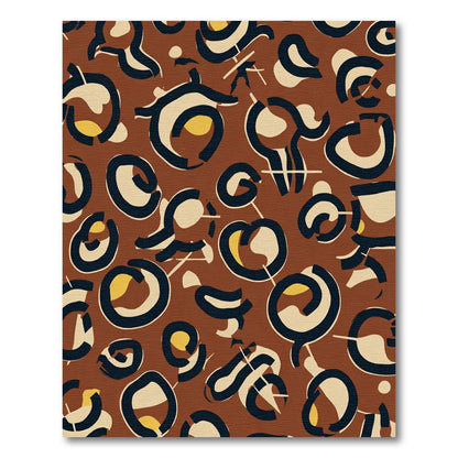 Abstract Brown Cream Navy Spots Rug