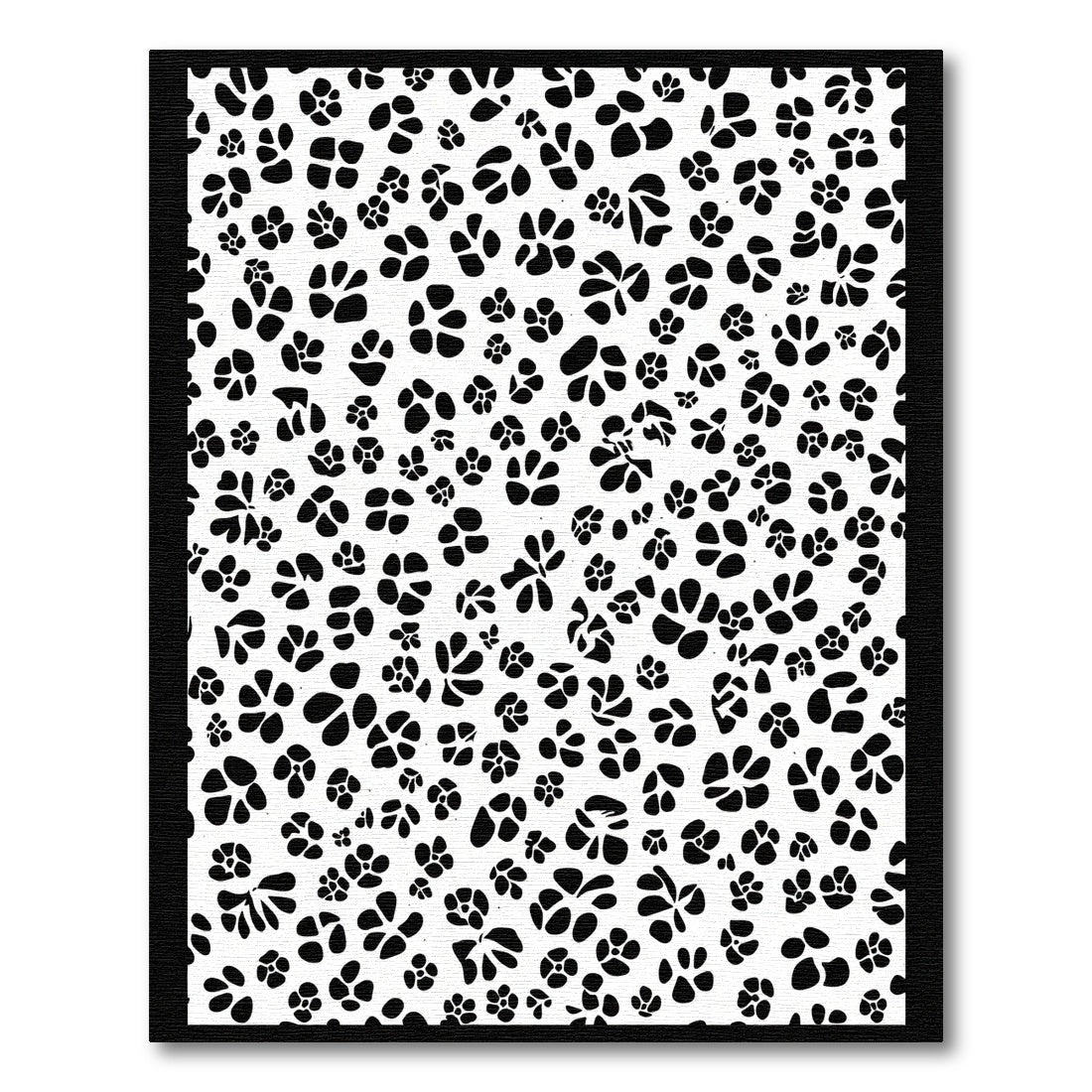Black White Scattered Floral Elements Rug