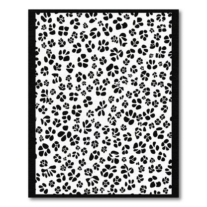 Black White Scattered Floral Elements Rug