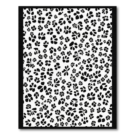 Black White Scattered Floral Elements Rug