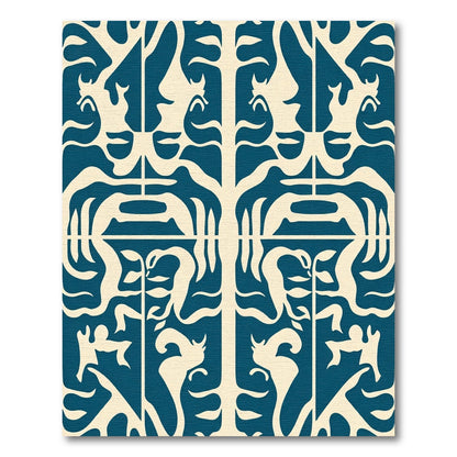 Deep Teal Abstract Organic Forms Rug