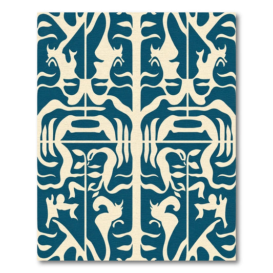 Deep Teal Abstract Organic Forms Rug