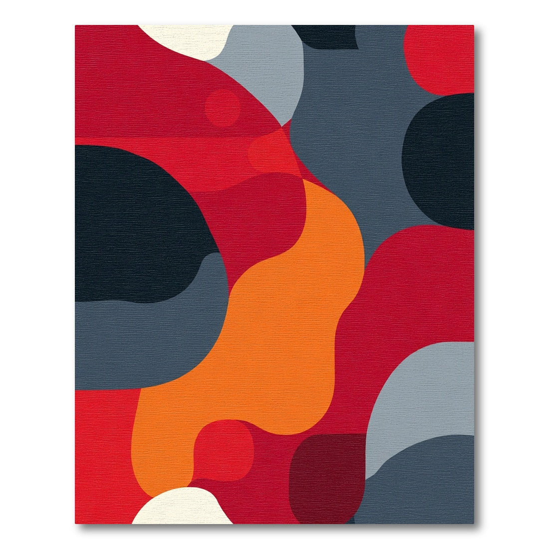 Bold Red Organic Blob Form Rug