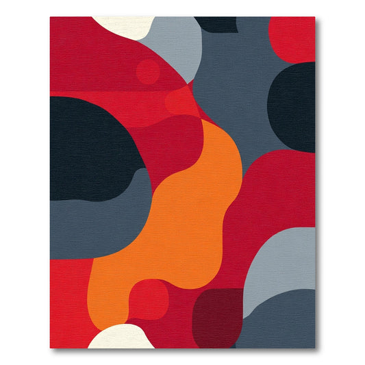 Bold Red Organic Blob Form Rug