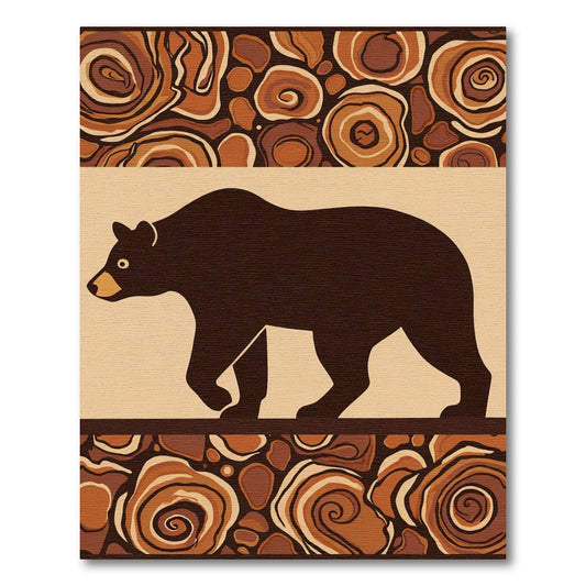 Brown Bear Wood Grain Border Rug
