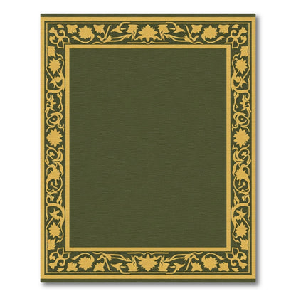 Olive Green Floral Border Rug
