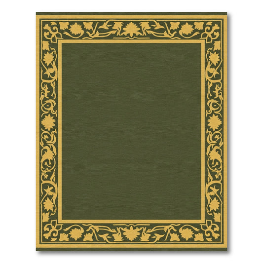 Olive Green Floral Border Rug