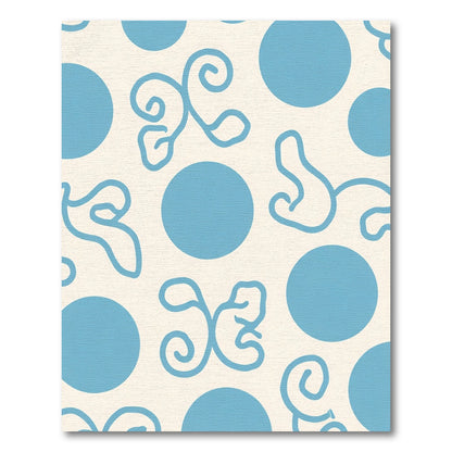 Cream Blue Dot Swirls Rug