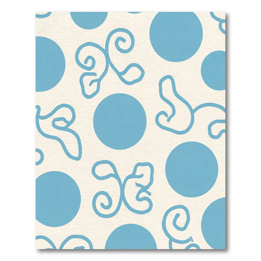 Cream Blue Dot Swirls Rug