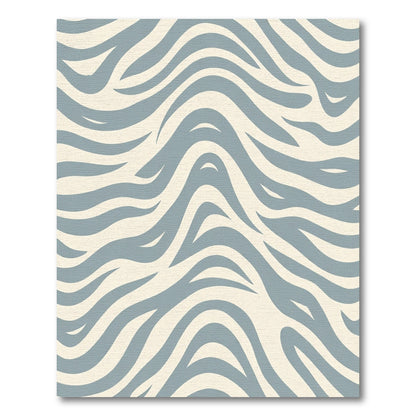 Soft Blue Cream Wavy Stripes Rug