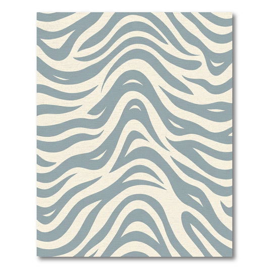 Soft Blue Cream Wavy Stripes Rug