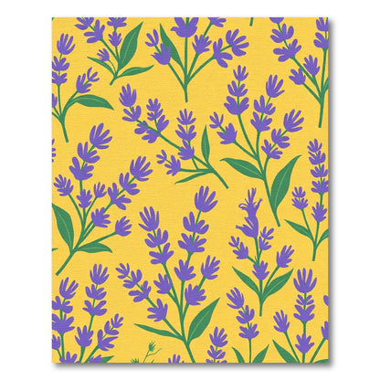 Purple Lavender Branches Yellow Background Rug