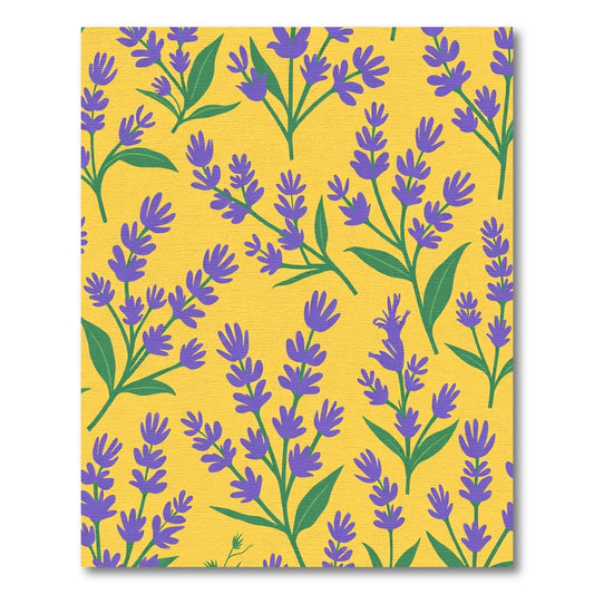 Purple Lavender Branches Yellow Background Rug