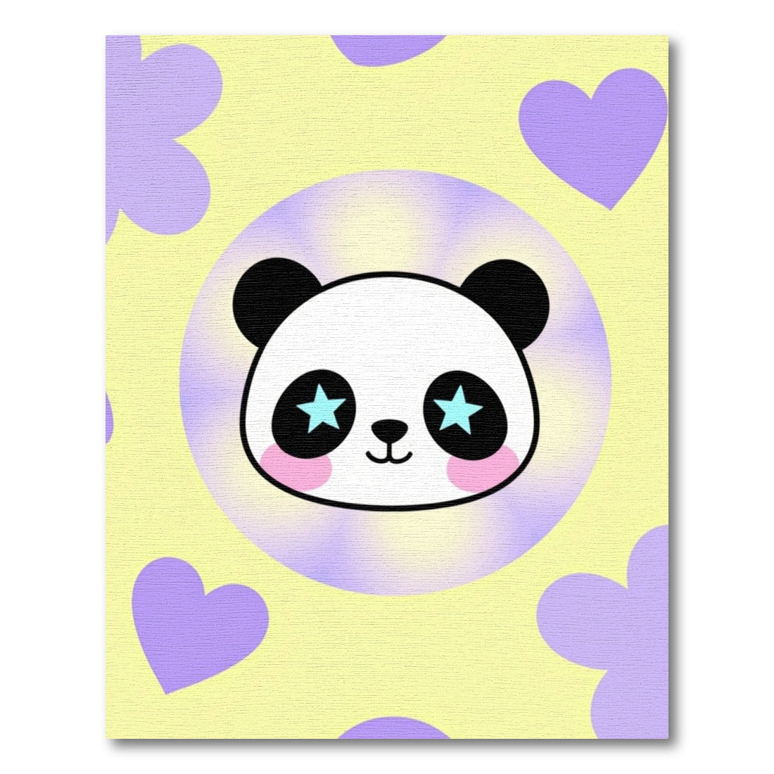 Cute Panda With Star Eyes Hearts Rug