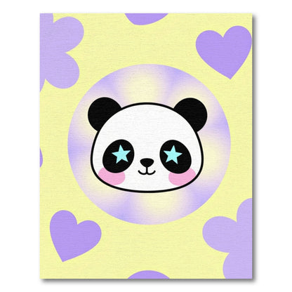 Cute Panda With Star Eyes Hearts Rug