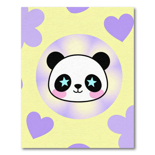 Cute Panda With Star Eyes Hearts Rug