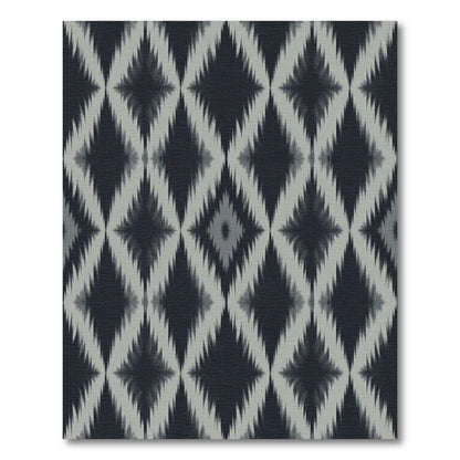 Charcoal and Silver Ikat Diamond Rug