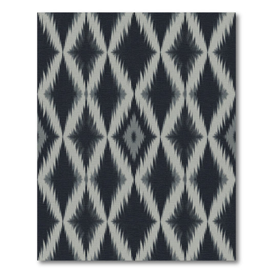 Charcoal and Silver Ikat Diamond Rug