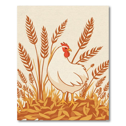 Golden Hen Amidst Wheat Stalks Rug
