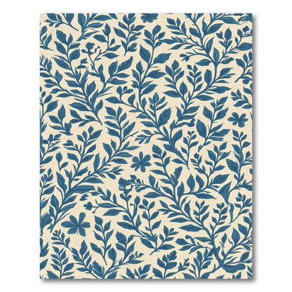 Navy Blue Floral Botanical Tapestry Rug
