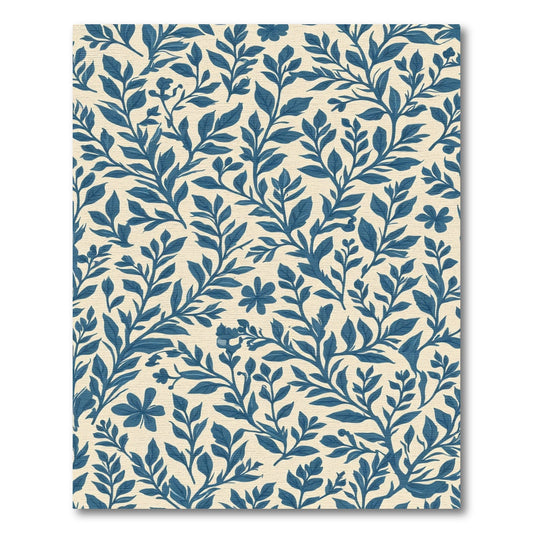 Navy Blue Floral Botanical Tapestry Rug