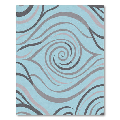 Blue Gray Swirl Wave Abstract Rug