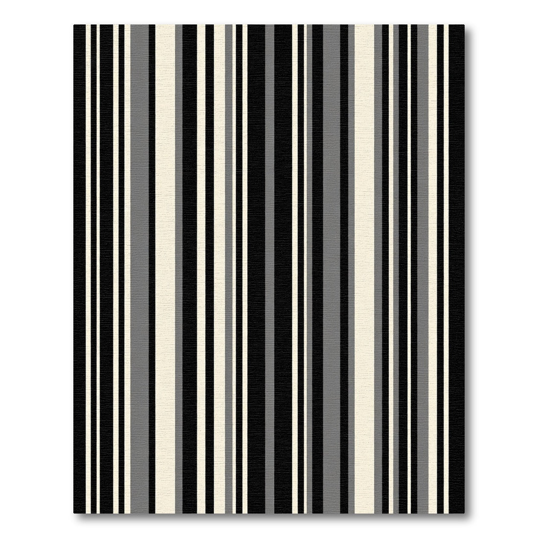 Black White Gray Vertical Stripes Rug