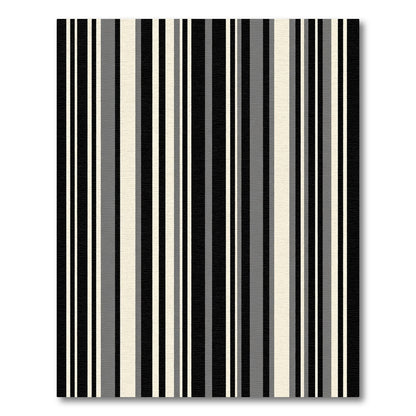 Black White Gray Vertical Stripes Rug