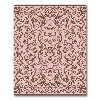 Pink Brown Flourish Damask Rug