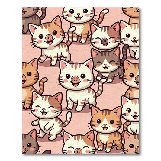 Cute Kawaii Kitten Button Nose Illustration Rug