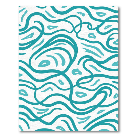 Teal Abstract Flowing Lines Rug