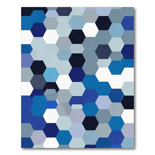 Deep Blue Hexagon Mosaic Rug