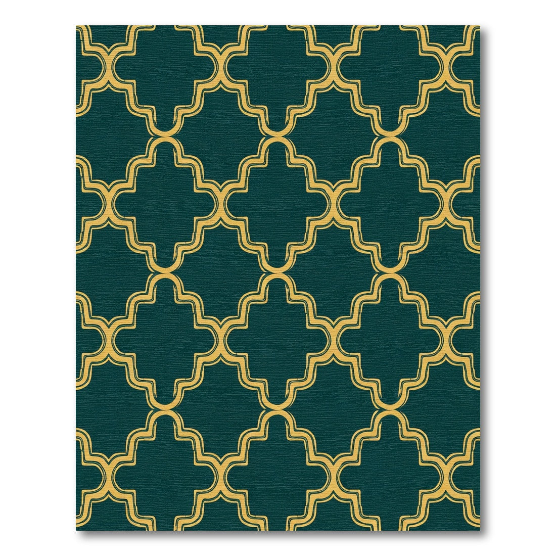 Deep Teal Gold Arabesque Lattice Rug