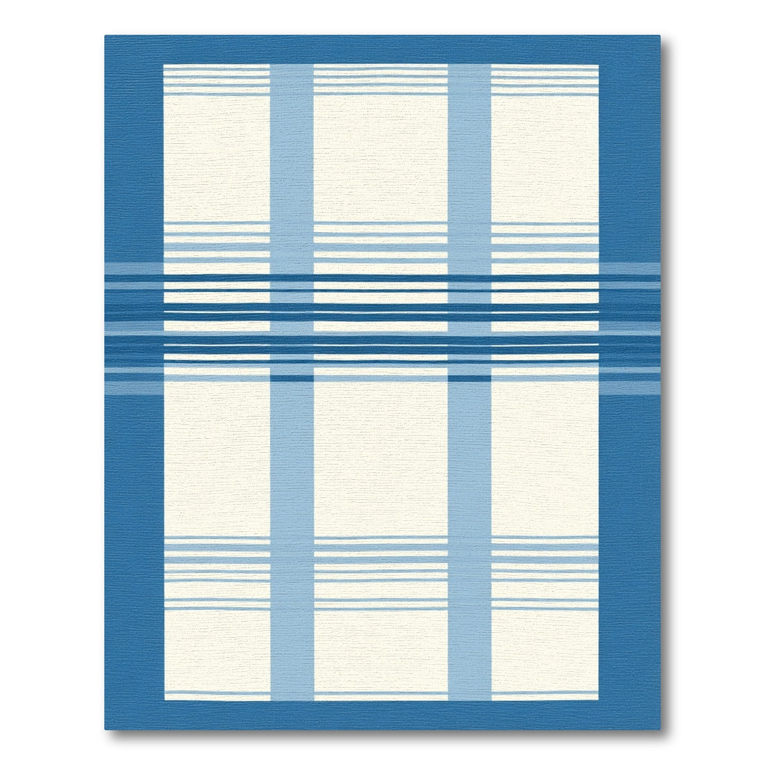 Classic Blue Stripe Grid Rug