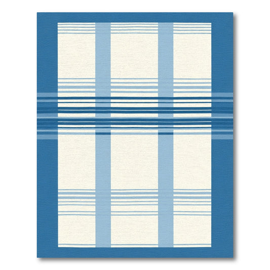 Classic Blue Stripe Grid Rug