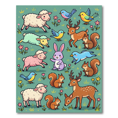 Whimsical Woodland Friends Sage Meadow Rug