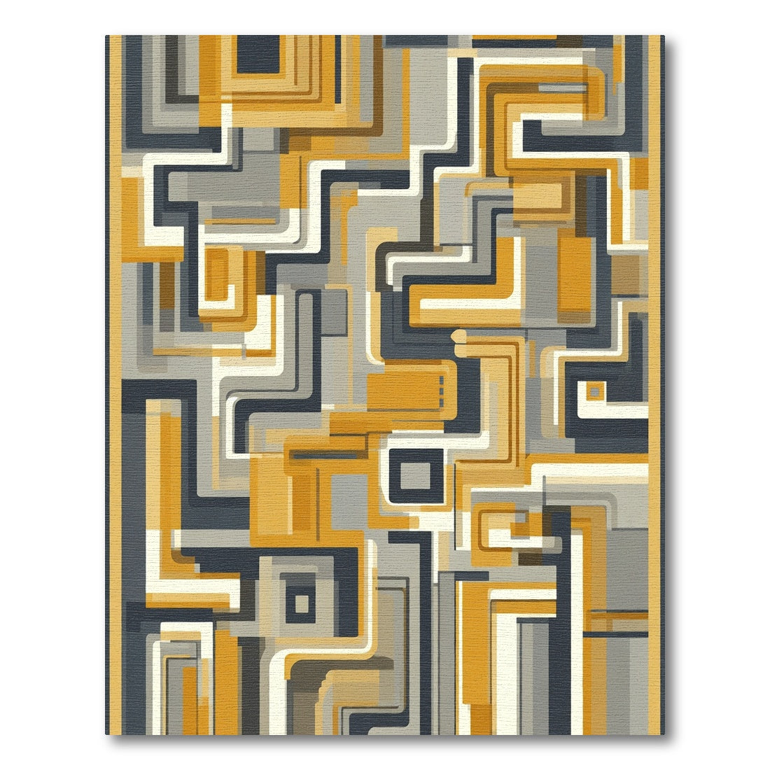 Golden Gray Geometric Maze Rug