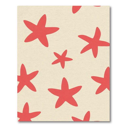 Red Starfish Cream Field Rug