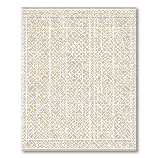 Neutral Beige Geometric Interlace Rug
