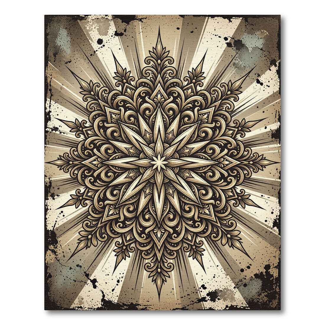 Antique Gold Filigree Starburst Rug